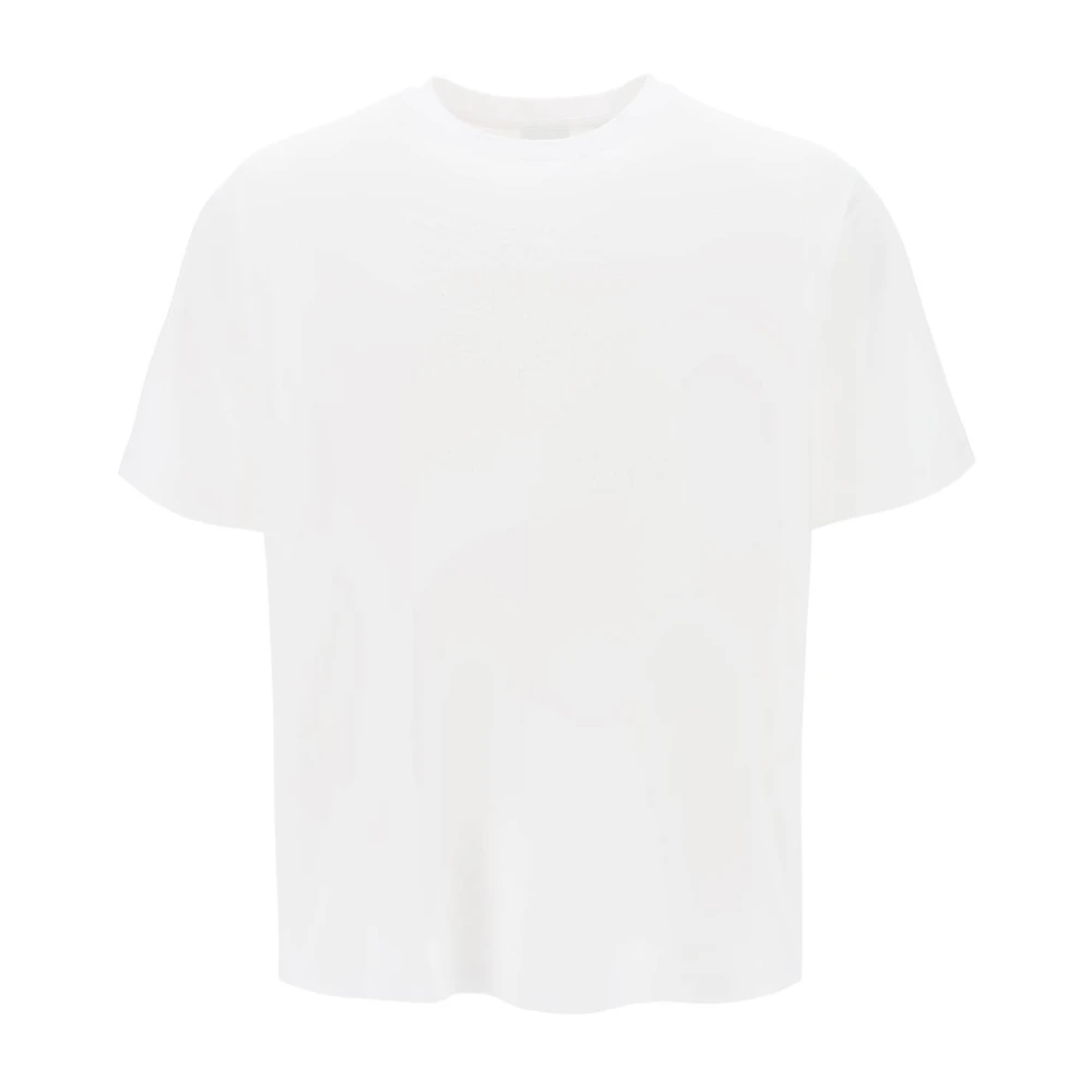 Burberry Witte Jersey Katoenen T-shirt met Equestrian Teddy Logo White Heren