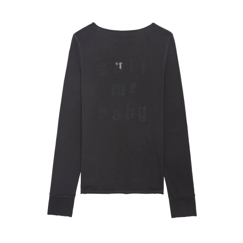 Zadig & Voltaire Donkergrijze Henley Hals Trui Gray Dames
