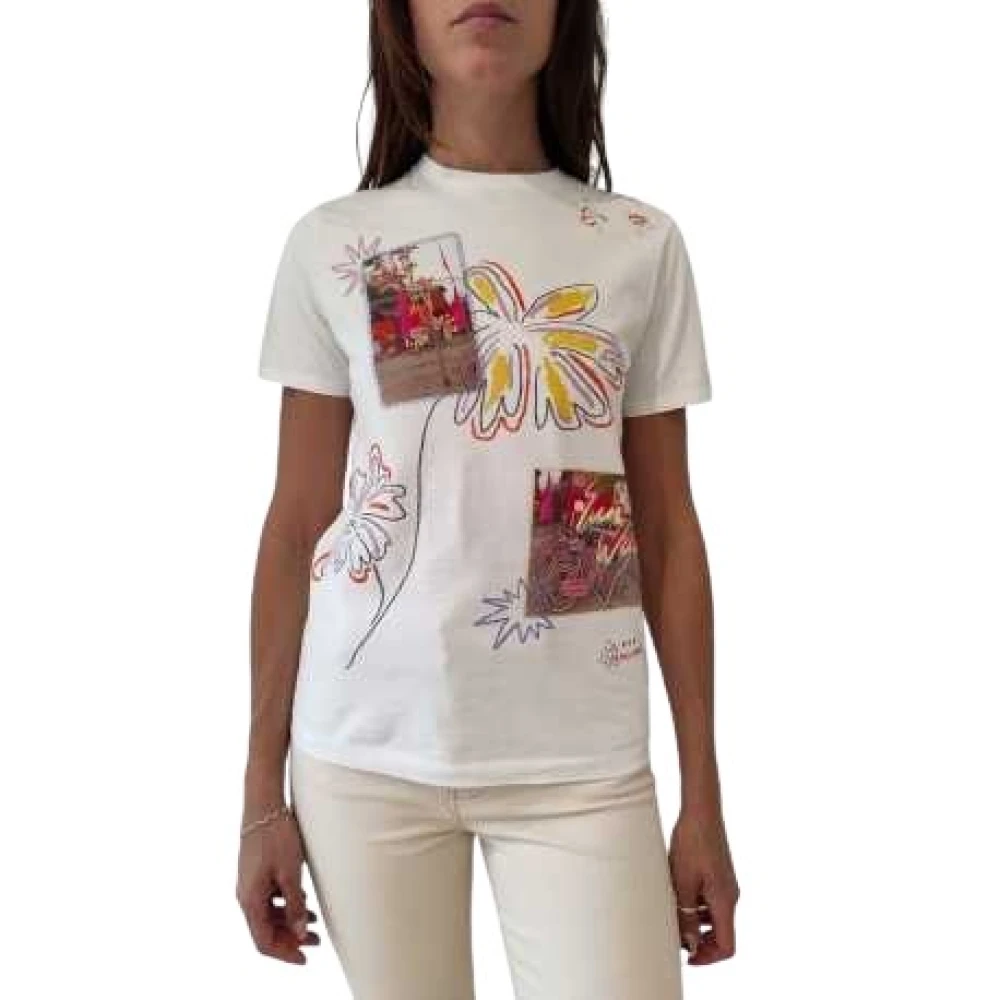 Paul Smith Wit T-shirt met Foto & Bloem Motief White Dames