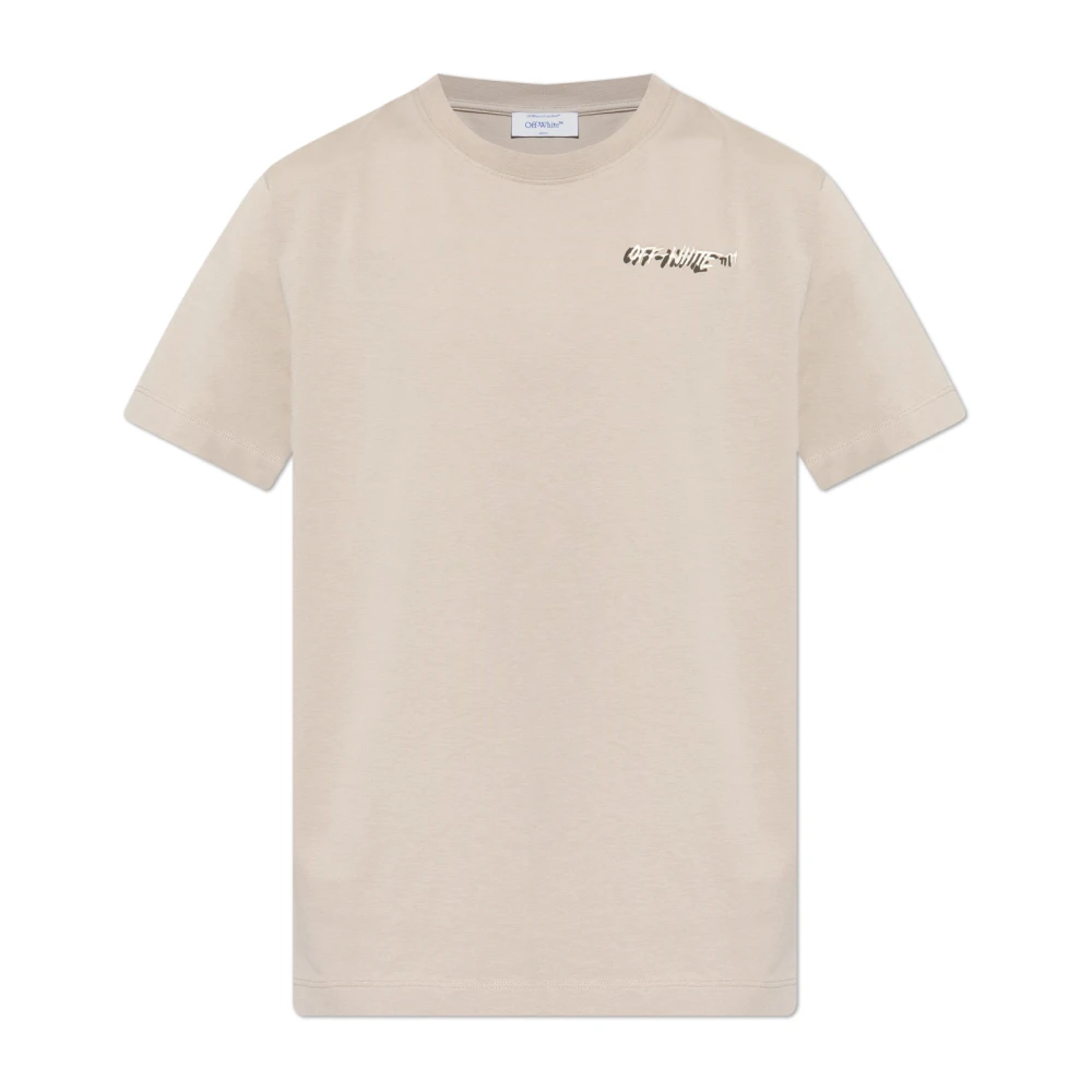 Off White Men's Beige The Logo T-Shirt - T-Shirts - Xl - Tops