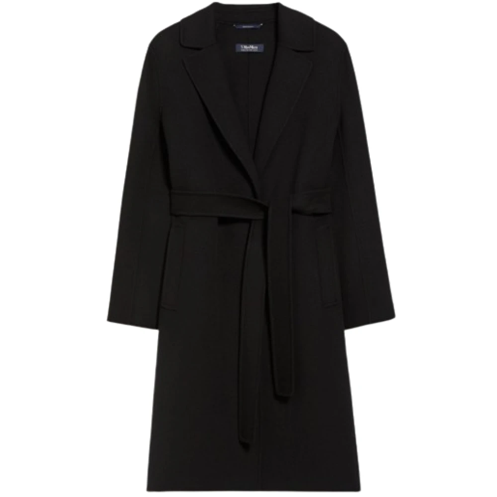 Max Mara Zwarte Wol Manteljas Black Dames