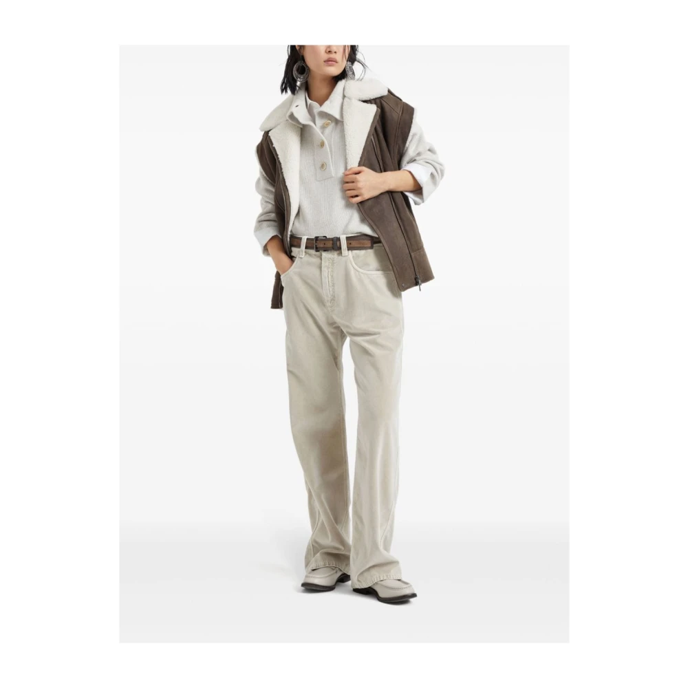 BRUNELLO CUCINELLI Witte Velvet Loose-Fit Jeans White Dames