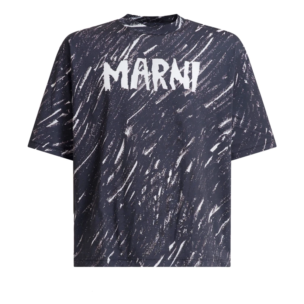 Marni Abstract Logo Print T-shirt Blue Heren