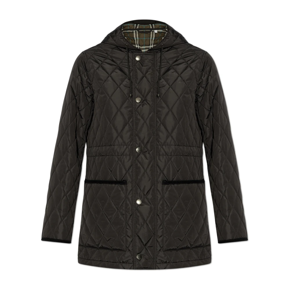 Burberry Gewatteerde jas met capuchon Black Dames