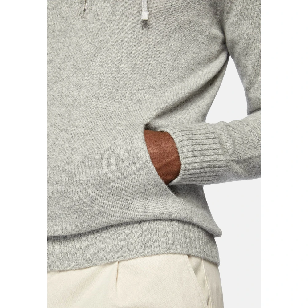 Boggi Milano Cashmere Half-Zip Hoodie Gray Heren