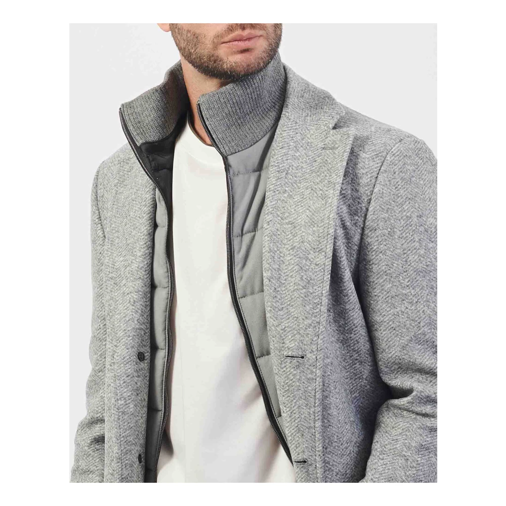 Hugo Boss Grijze Wollen Blend Visgraatjas Gray Heren