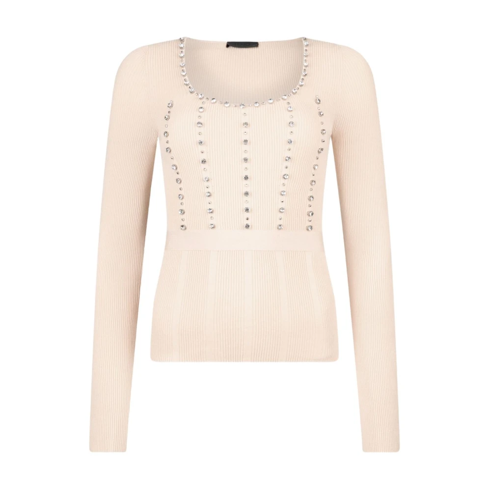 Liu Jo Vrouw Beige Truien & Vesten Dames, M, Rondgebreide Trui