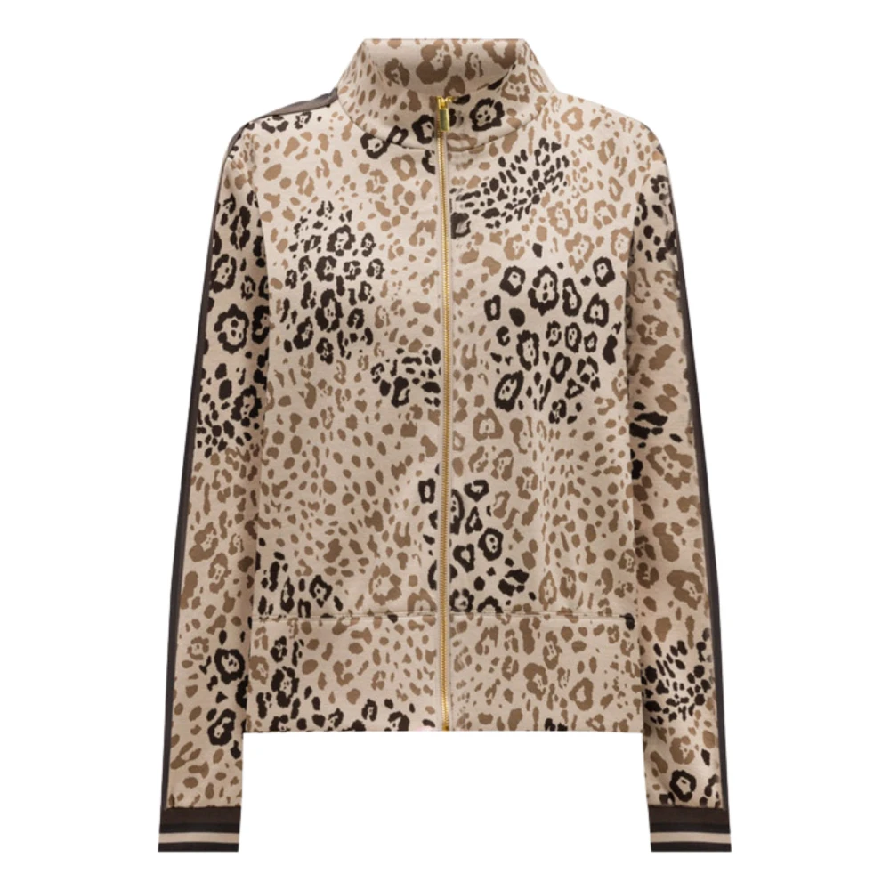Twinset Luipaard Gebreide Trui met Metalen Logo Brown Dames