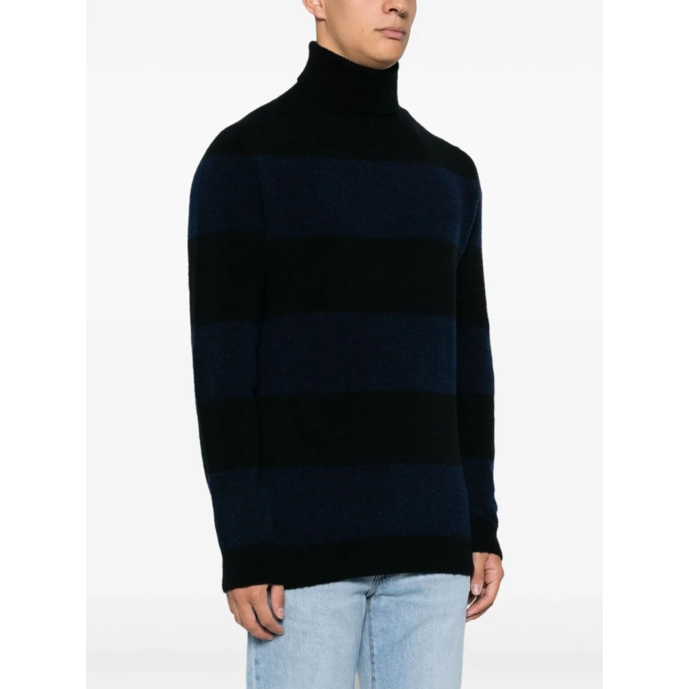 Dondup Navy Blue Striped Wool Sweater Blue Heren