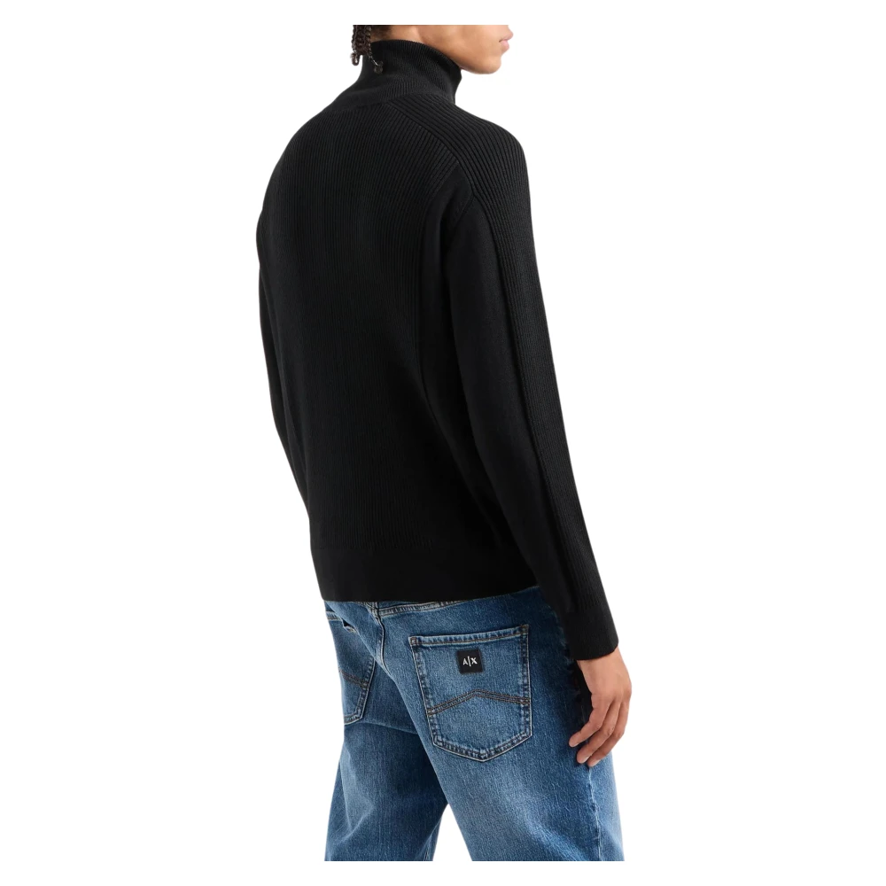 Armani Exchange Zwarte Trui Met Ritssluiting Stijl Black Heren