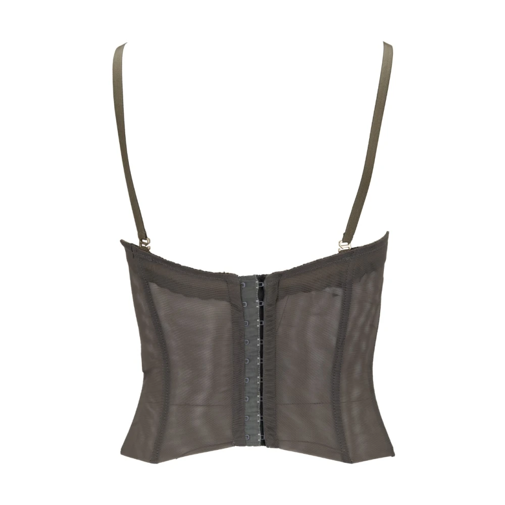 Elisabetta Franchi Doorschijnende Mesh Gewatteerde Bh Top Green Dames