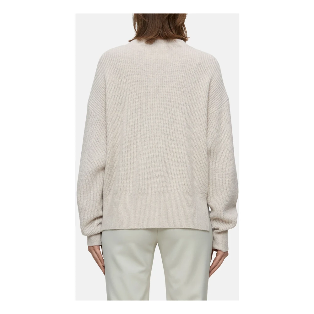 closed Merinowol Ribgebreide Ronde hals Trui Beige Dames