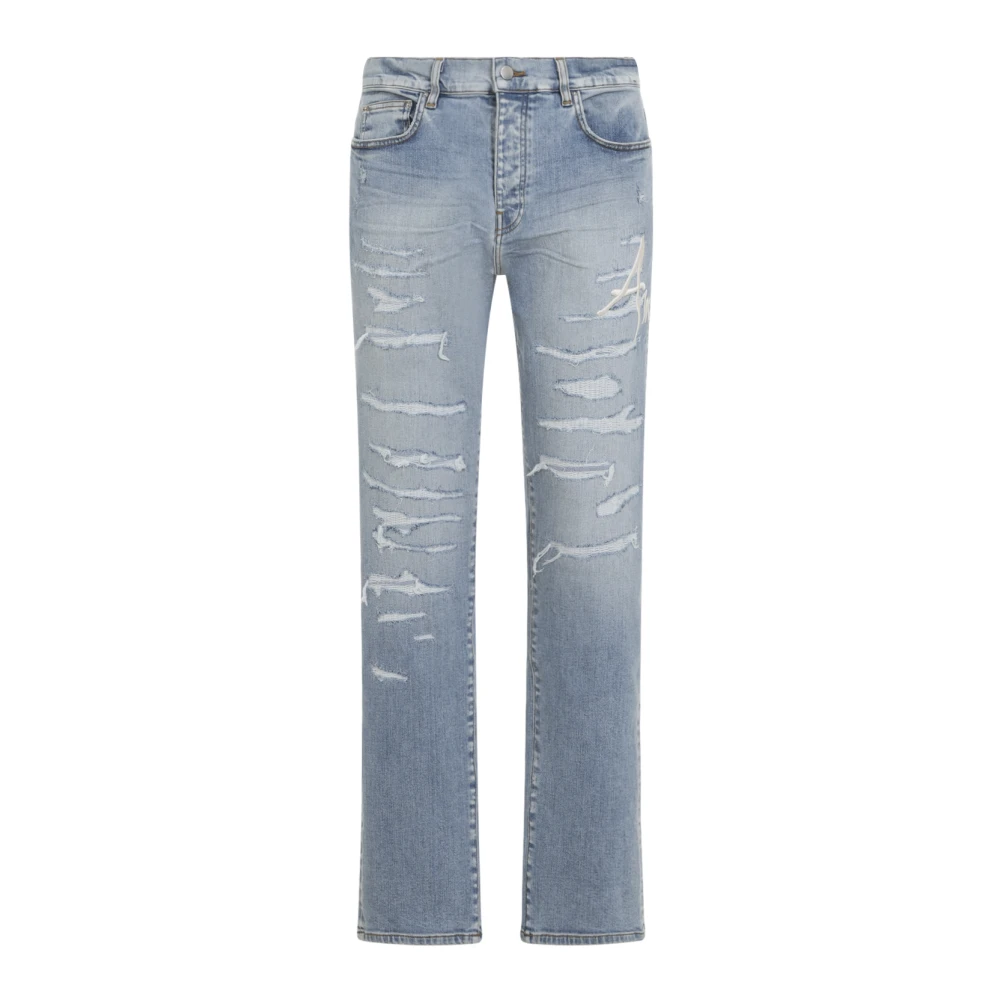 Amiri Men's Blue Straight Fit Jeans, W33, Repaired Slim Jeans