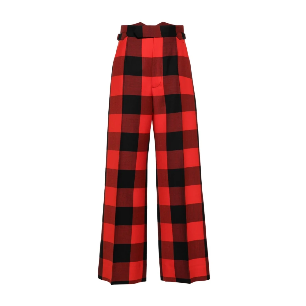 Vivienne Westwood Röda Högmidjade Gingham Check Byxor Red, Dam