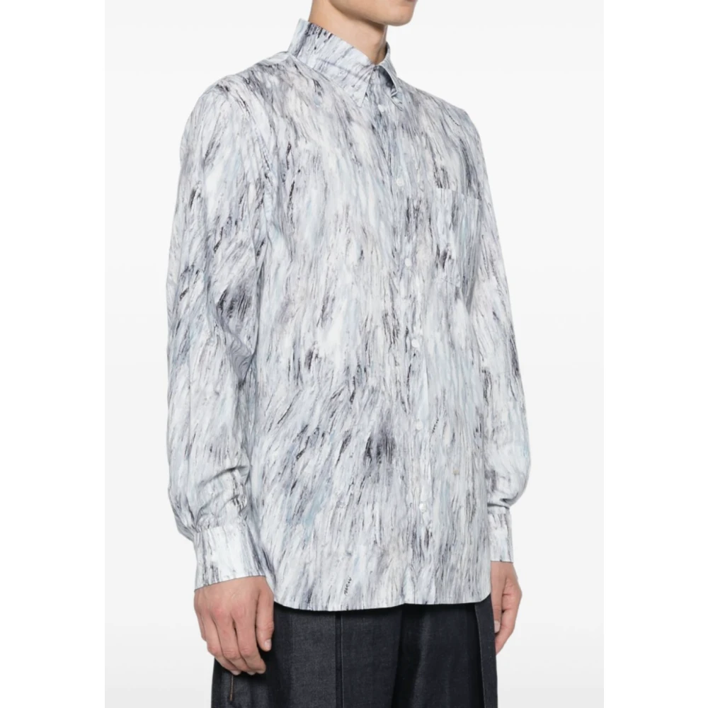 Marni Poplin Frost Overhemd Gray Heren
