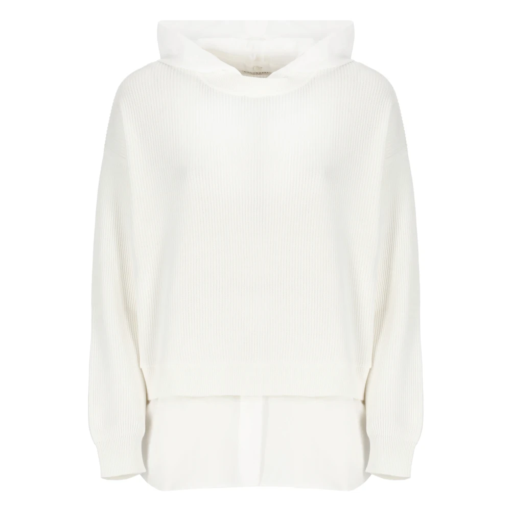 BRUNELLO CUCINELLI Ivoor Katoenen Trui met Geribbeld Patroon Beige Dames