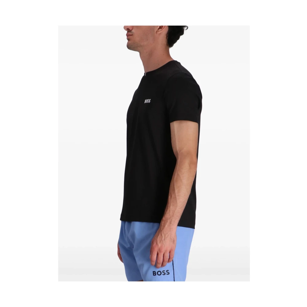 Hugo Boss Zwart Logo Print Crew Neck T-shirt Black Heren