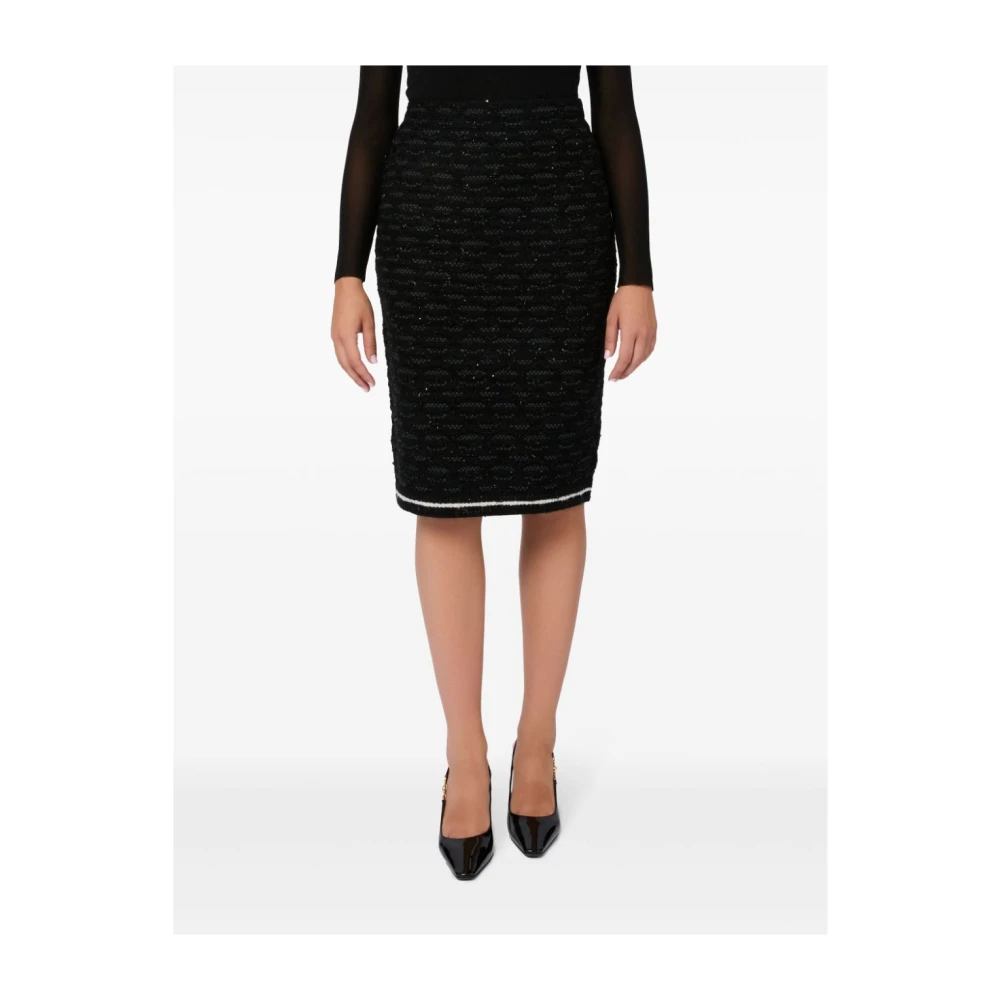 D.Exterior Zwarte Wol Midi Rok Slim Fit Black Dames