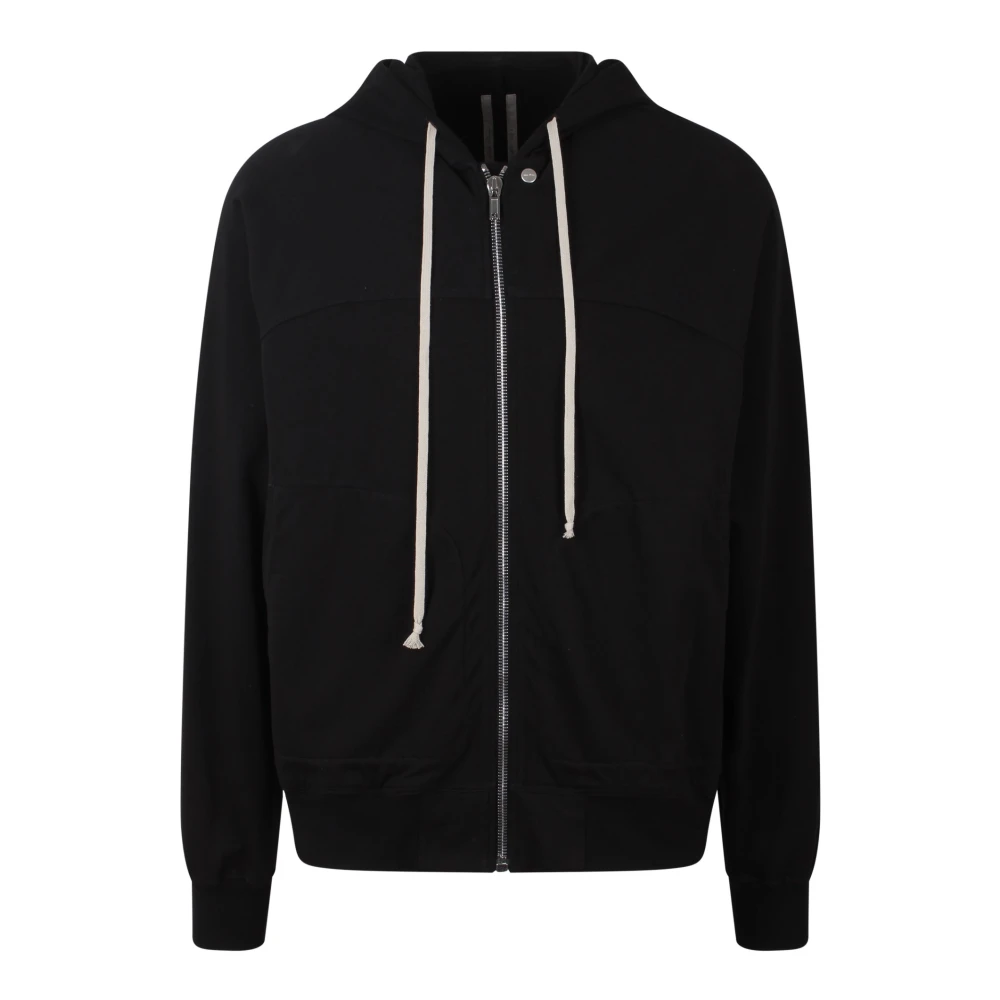 Rick Owens Cotton Jersey Zip-Up Hoodie Black, Herr