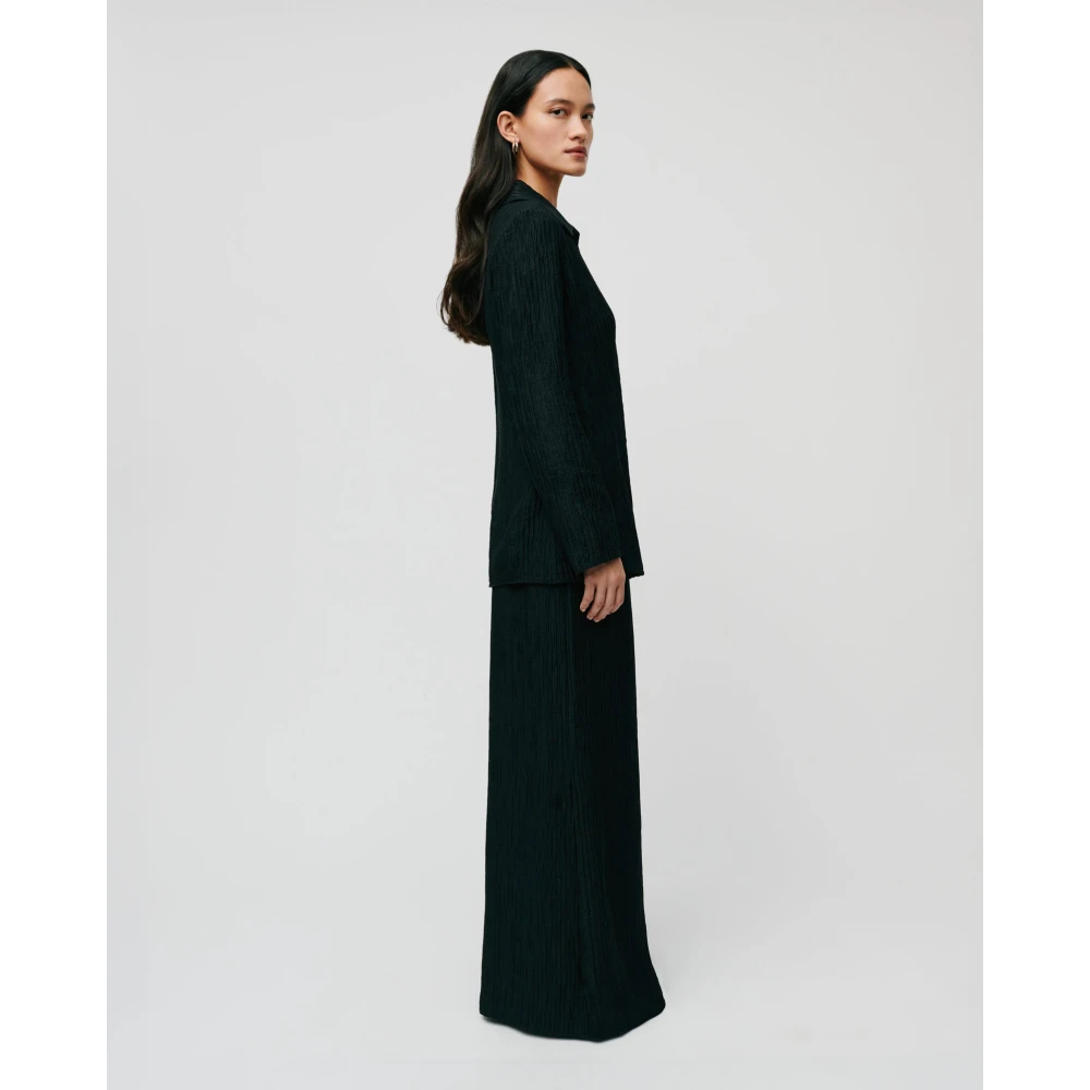 IVY OAK Geplooide Viscose Blouse Knoopsluiting Black Dames