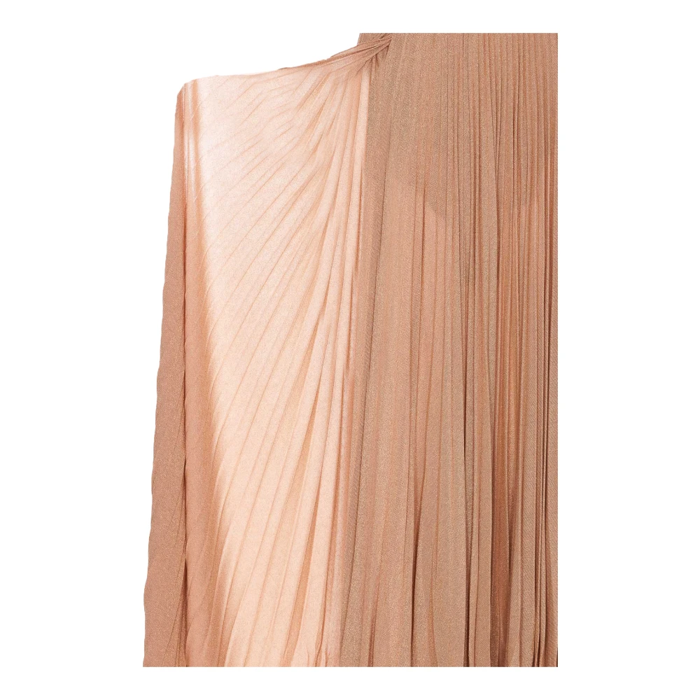 Elisabetta Franchi Beige Maxi Jurk met Tule en Kralen Detail Beige Dames