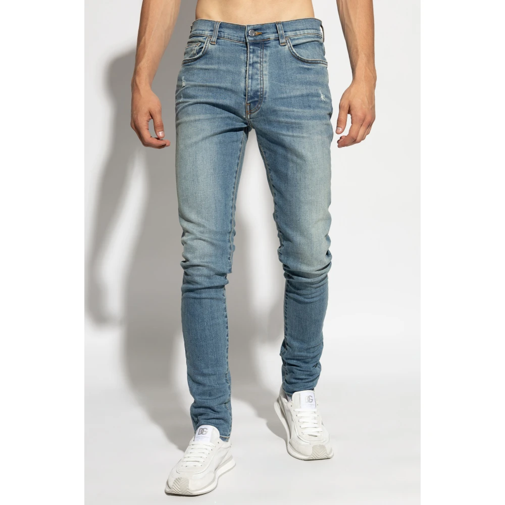 Amiri Logo Jeans Blue Heren