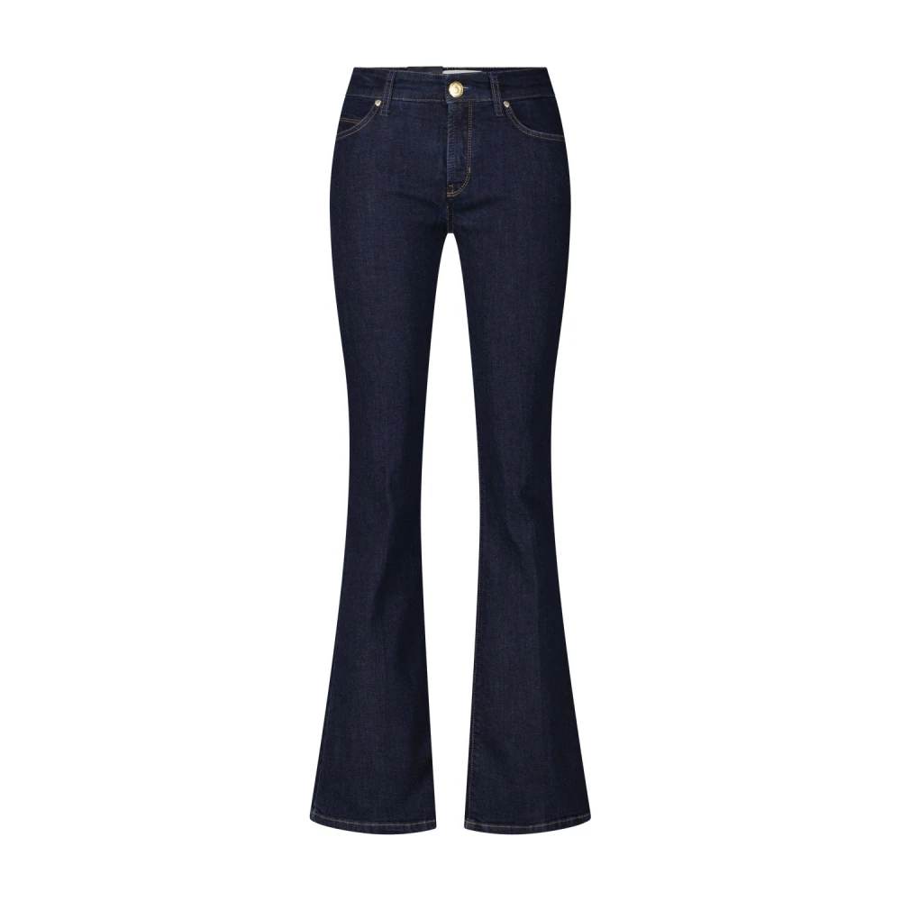 Cambio Flared Denim Jeans Blue, Dam