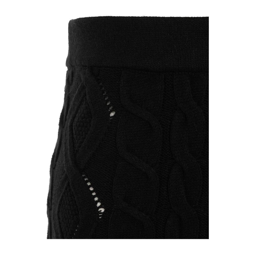 Akep Comfortabele Gebreide Wijde Broek Black Dames