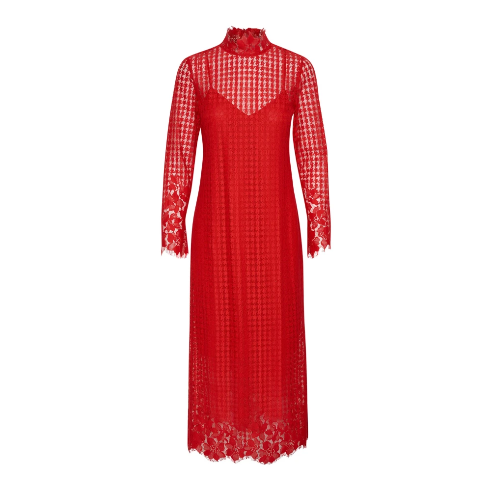 Part Two Elegante Salsa Jurk met Kant Details Red Dames