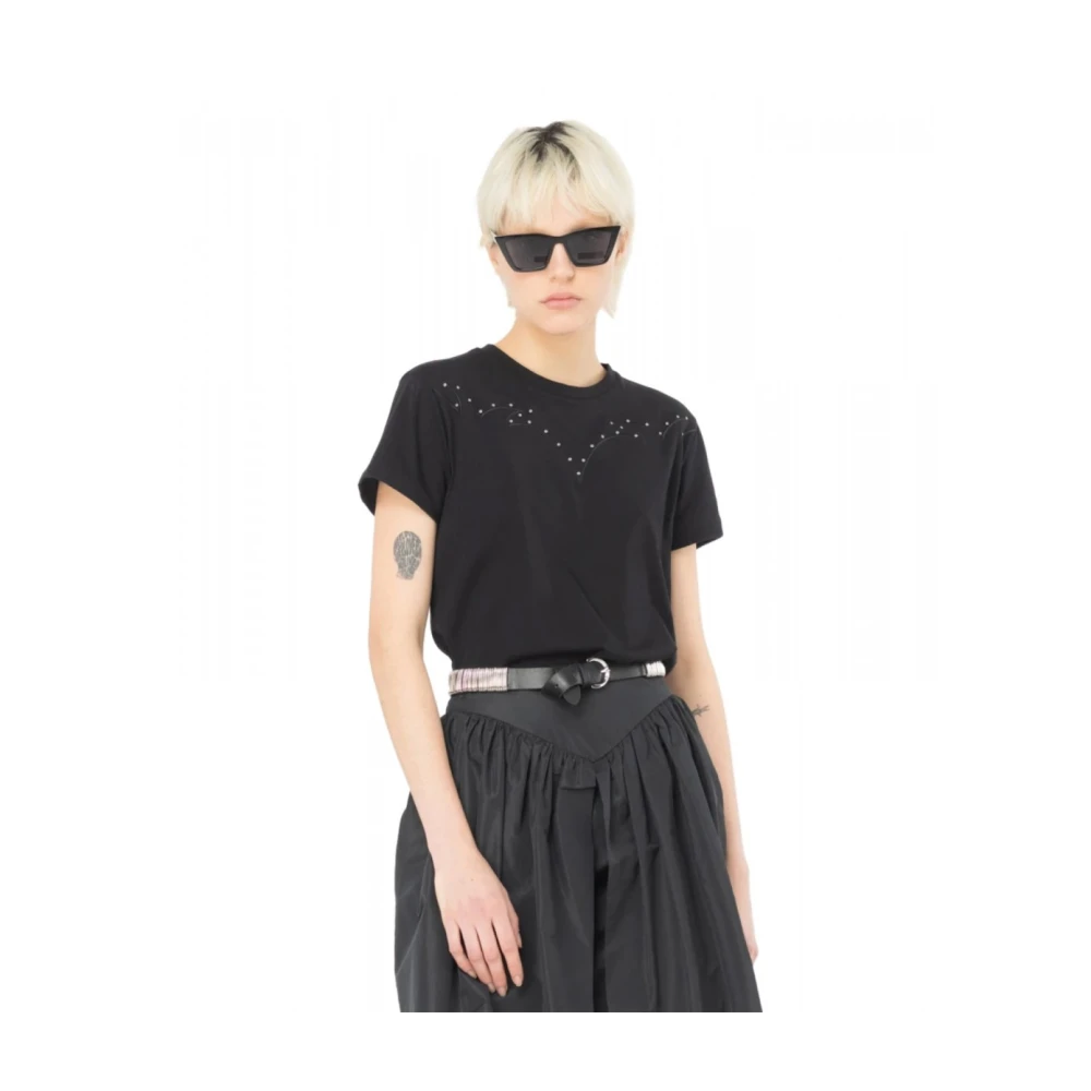 pinko Tribal Rodeo Geborduurd Zwart T-shirt Black Dames