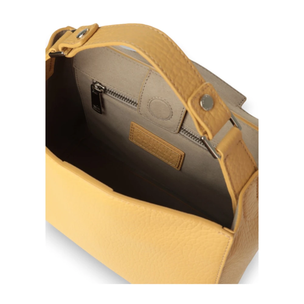 Orciani Leren schoudertas met verstelbare band Beige Dames