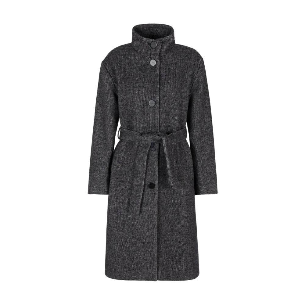 Armani Exchange Grijze Wollen Ceintuurjas Gray Dames