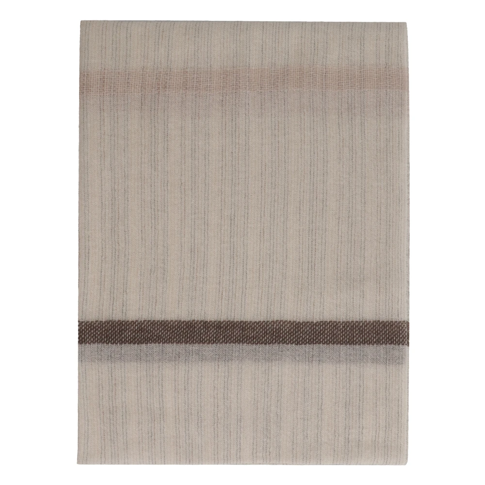 Malo Gestreepte Cashmere Sjaal met Franje Beige Unisex