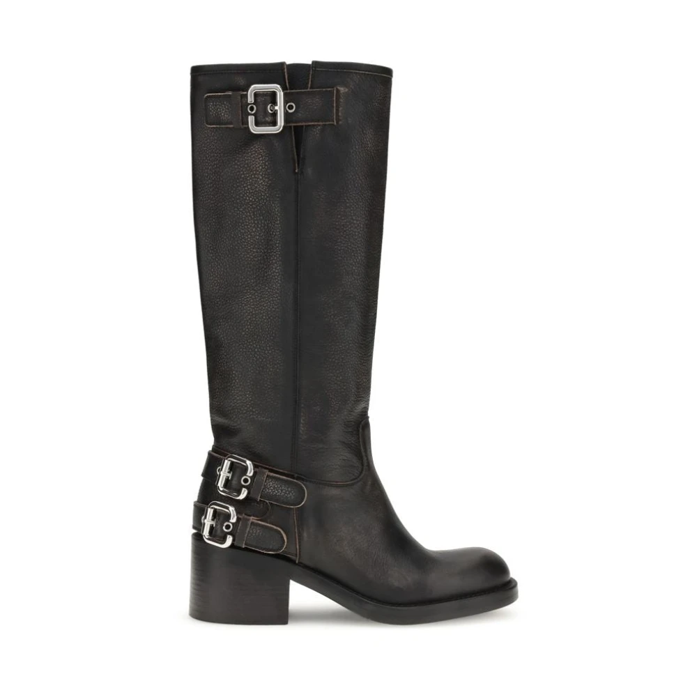 Chloé Dakota Biker Boots With Paddington Buckles - Female - High Boots - Black - 4 Uk - Shoes