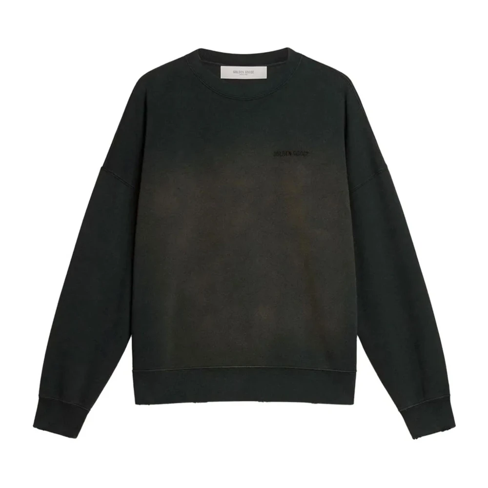 Golden Goose Men's Black Sweatshirts, S, Felpa Con Logo Girocollo Maniche Lunghe