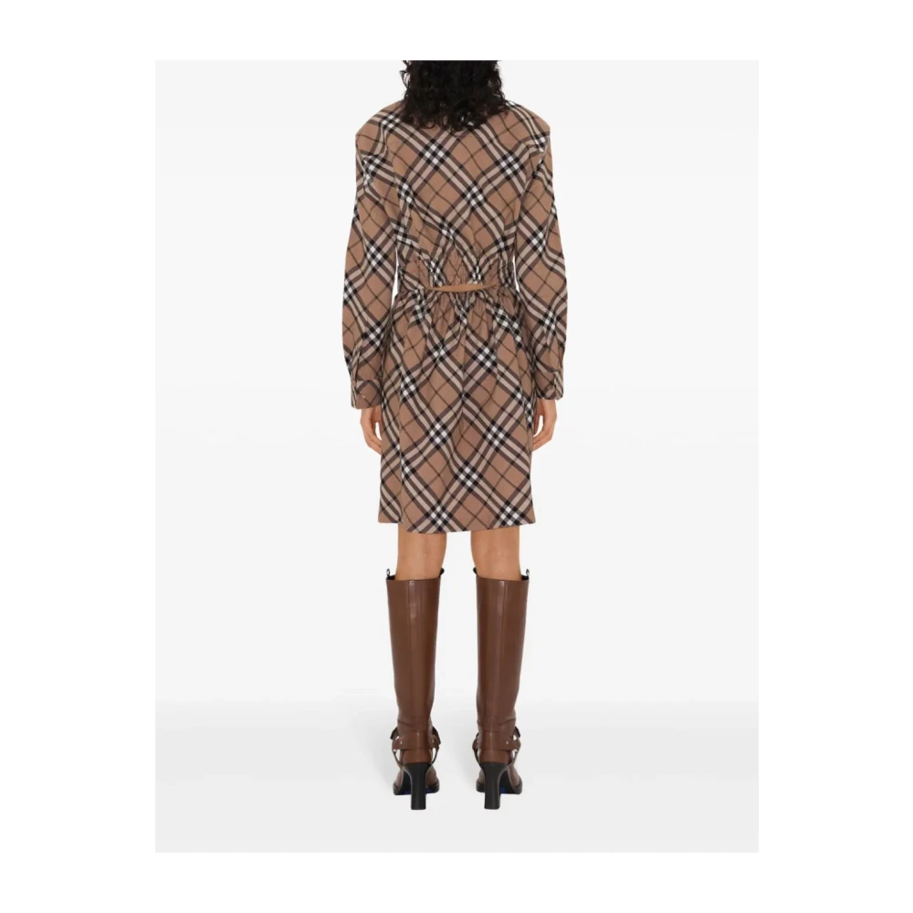 Burberry Bruine Jurk met Knopen en Riem Brown Dames