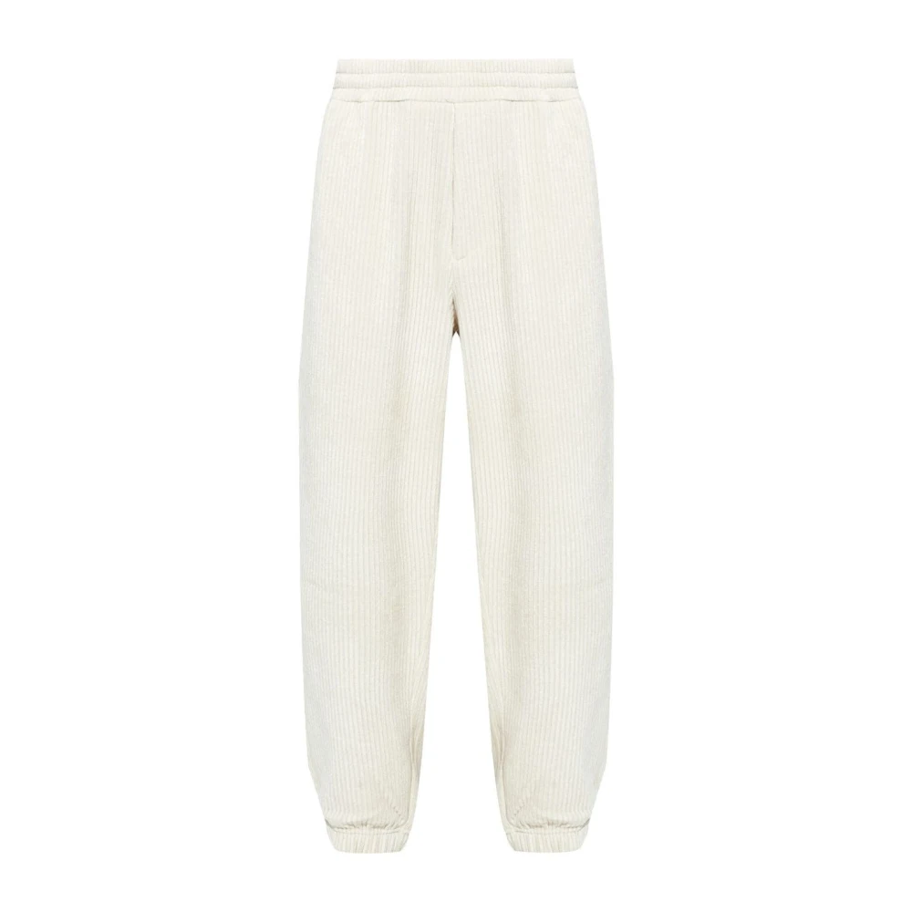 Emporio Armani Witte Corduroy Pull-On Broek White Heren