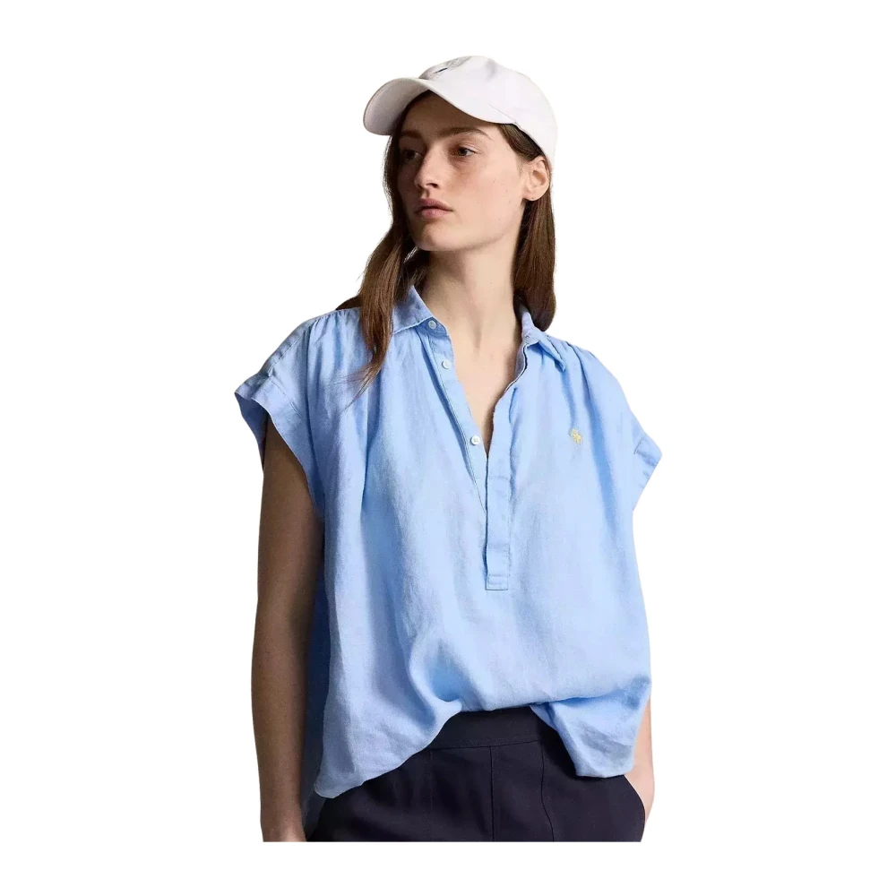 Ralph Lauren Blauw Linnen Overhemd Blue Dames