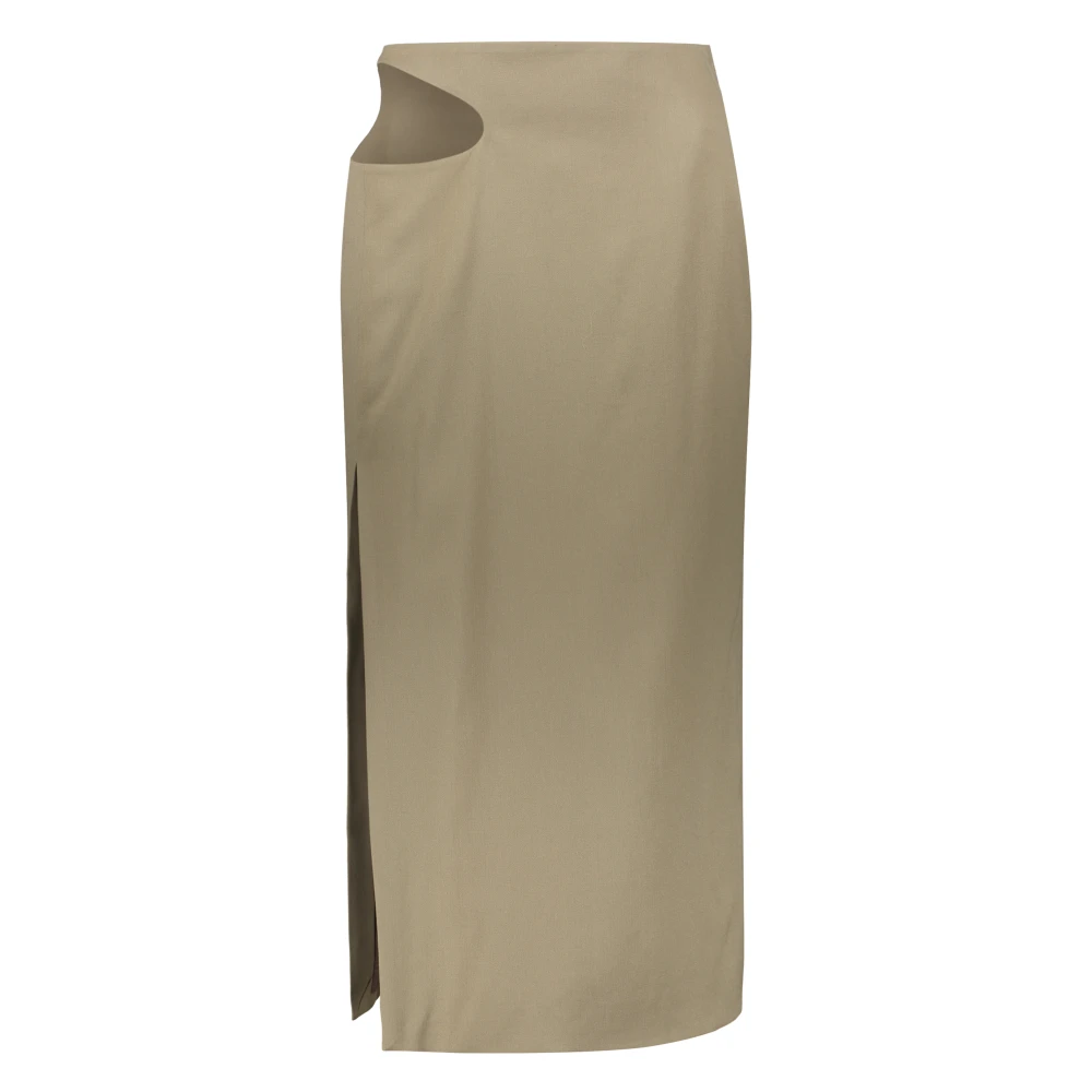 LOW Classic Uitgesneden wolmix midi-rok Green Dames