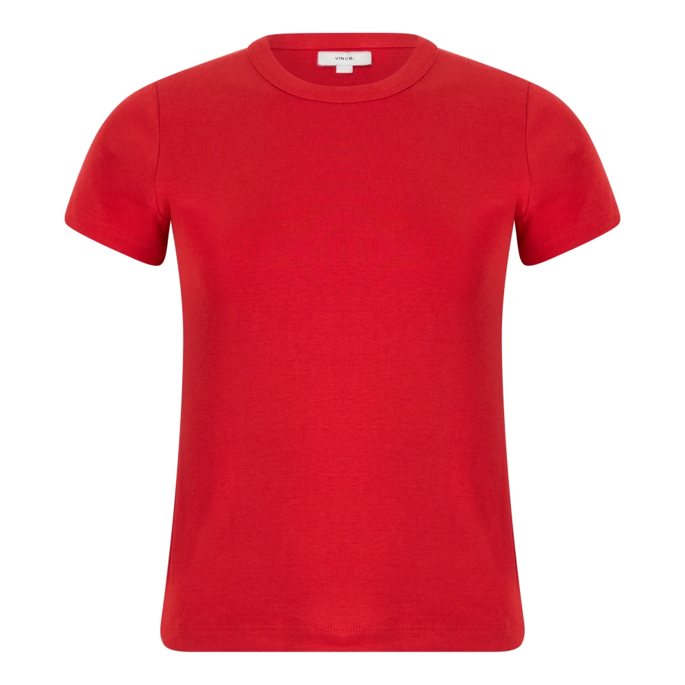 Vince Women's Red T-Shirts, S, Pima Cotton-Blend '90S Shrunken T-Shirt