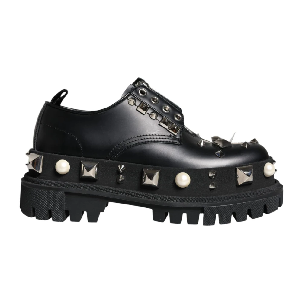 Dolce & Gabbana Women's Black Leather Derby Formal Shoes