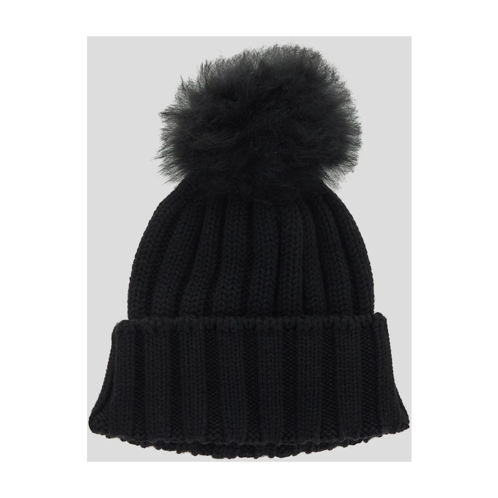 Woolrich Gezellige PomPom Beanie Muts Black Dames
