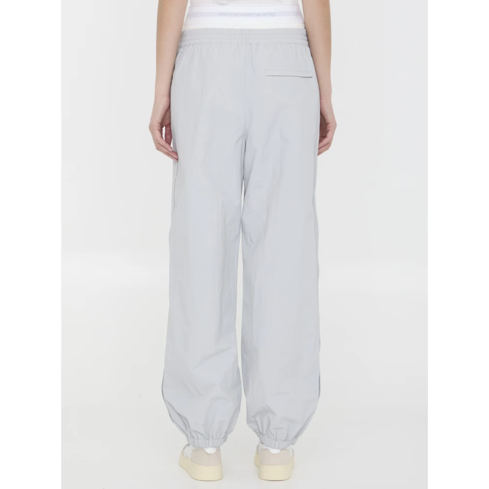 alexander wang Grijze Crinkle Nylon Track Pants met Elastische Tailleband Gray Dames