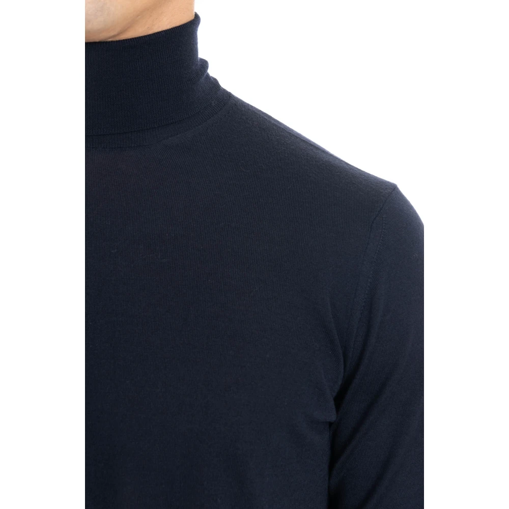 Drumohr Blauwe Trui Extrafijne Wol Dolcevita Blue Heren