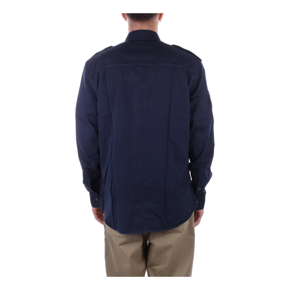 Dondup Blauw Logo Shirt met Clip Zakken Blue Heren