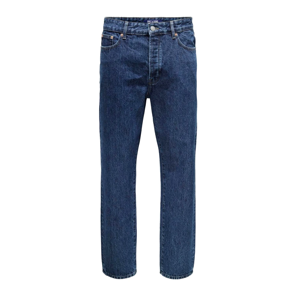 Only & Sons Men's Blue Straight Jeans,, Loose Tape Denim Trousers W30 L32