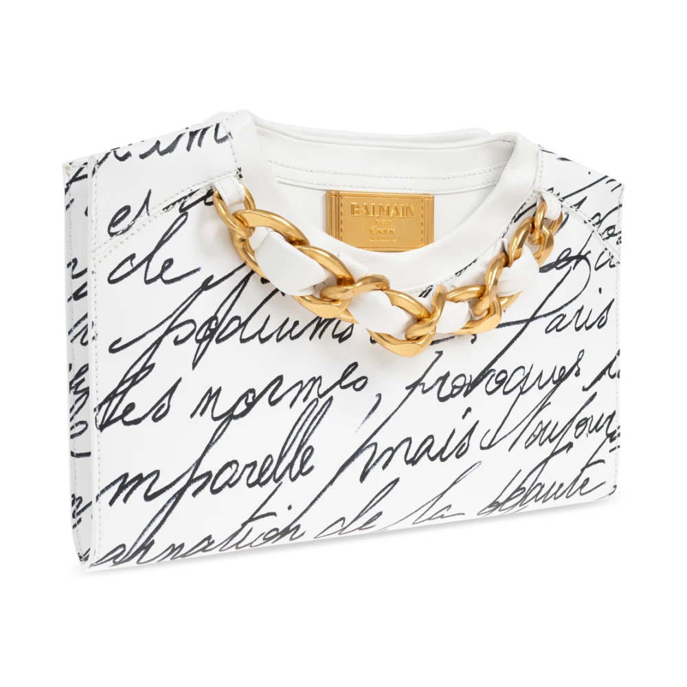 Balmain Leren Clutch White Dames