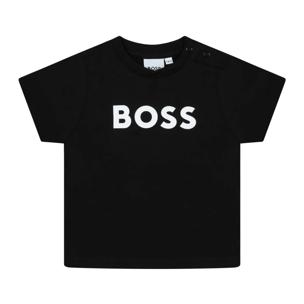 Hugo Boss Svart bomull T-shirt med tryckknapp Black, Unisex