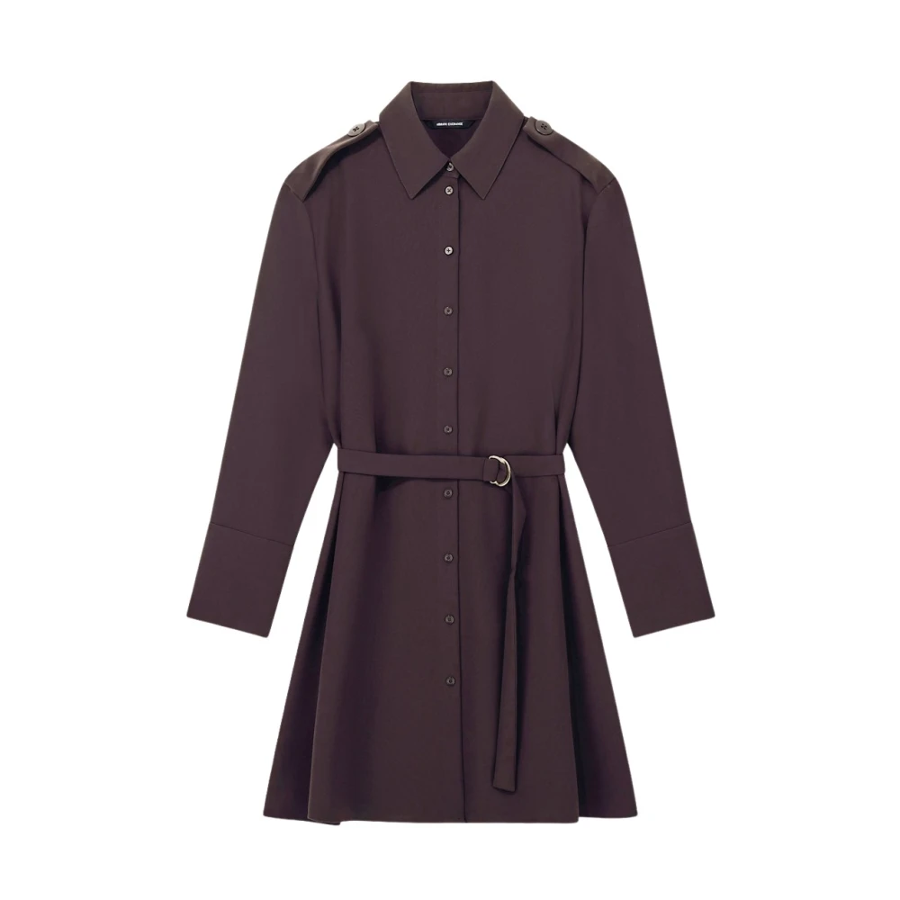 Armani Exchange , Shirt Dresses, Female, Brown, M, Chemisier Crossover Dress