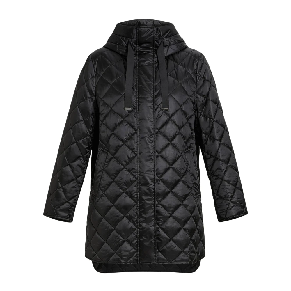 Marina Rinaldi Waterafstotende Gewatteerde Hoodie Jas Black Dames